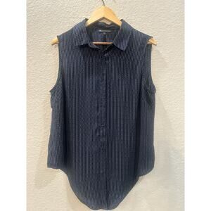 Adrianna Papell Sleeveless Button Up Bouse Navy Size XL